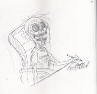 2017 artist:patanu102 chair character:lynn_loud death drawing lynncoln notebook pencil skeleton sketch table // 2133x2076 // 2.6MB