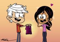 2021 aged_up artist:kyloroud95 character:lincoln_loud character:ronnie_anne_santiago hands_on_cheeks heart holding_object hoodie ronniecoln smiling // 4100x2900 // 844KB