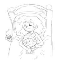 2016 angry artist:drawfriend bed character:lincoln_loud character:lori_loud character:lynn_loud cuddling jealous loricoln sketch sleeping // 516x525 // 80.5KB