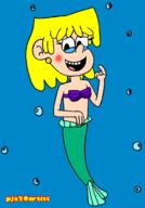 artist:pja20artist character:lori_loud looking_at_viewer mermaid monster_girl open_mouth smiling solo // 1447x2077 // 142.1KB