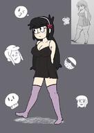 2023 alternate_outfit artist:deviantraccoon big_breasts butterfly character:gloom_loud freckled_breasts freckled_chest freckled_shoulders hands_behind_back looking_to_the_side maggiecoln nightgown ocs_only original_character skull sunglasses // 780x1100 // 242KB