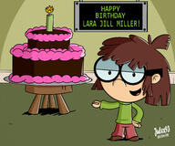 2018 artist:julex93 birthday cake character:lisa_loud food half-closed_eyes hand_on_hip lara_jill_miller looking_at_viewer open_mouth shadow smiling solo table // 3000x2500 // 2.4MB