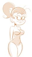 2016 artist:scobionicle99 character:luan_loud hands_behind_back looking_to_the_side one_piece_swimsuit sketch smiling solo swimsuit wide_hips // 496x872 // 120.7KB