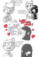 2016 artist:jumpjump beverage blushing character:lincoln_loud character:lucy_loud comic comic:the_loud_comic crying dialogue holding_object hug looking_down looking_to_the_side lucycoln open_mouth rear_view sitting sketch smiling text // 1300x1900 // 1.1MB