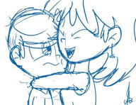 artist_request character:lincoln_loud character:lori_loud eyes_closed loricoln open_mouth sketch // 400x308 // 55KB