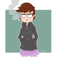 2017 alternate_outfit artist:pyg character:luna_loud looking_at_viewer redraw smoking solo // 1000x1000 // 178.5KB