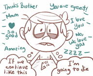 2016 artist:garabatoz blanket character:lincoln_loud dialogue heart looking_at_viewer nipples nude text thought_bubble // 519x428 // 51.9KB