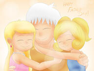 2021 aged_up arms_around_shoulders artist:julex93 character:leia_loud character:lincoln_loud character:londey_loud eyes_closed father's_day hand_on_back hand_on_shoulder hug hugging lolacoln original_character sin_kids smiling tears text // 1800x1356 // 1.1MB