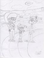 2017 aged_up artist:julex93 baseball_bat character:lacy_loud character:lincoln_loud character:lynn_loud frowning hand_on_hip hands_on_hips holding_object looking_at_viewer lynncoln original_character sin_kids sketch smiling // 844x1092 // 205.4KB