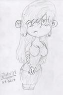 2017 aged_up artist:julex93 big_breasts blushing character:lucy_loud hair_apart half-closed_eyes hands_together looking_at_viewer sketch solo wide_hips // 405x610 // 60.6KB