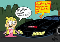 2018 artist:jake-zubrod car character:kitt character:lola_loud crossover dialogue knight_rider looking_at_another smiling // 1024x725 // 119.6KB