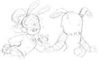 2016 artist:cr0nu5 bunny_ears bunnysuit character:luan_loud character:lucy_loud sketch // 705x429 // 93KB
