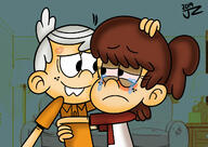 2019 artist:jake-zubrod character:lincoln_loud character:lynn_loud hug looking_at_another lynncoln tears // 1280x906 // 166KB