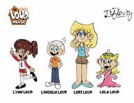 2022 artist:tifflovty character:lincoln_loud character:lola_loud character:lori_loud character:lynn_loud lineup looking_at_viewer smiling tagme text winking // 1765x1360 // 233KB