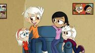 2016 character:clyde_mcbride character:lincoln_loud character:luna_loud character:lynn_loud character:ronnie_anne_santiago couch cropped love_child original_character ronniecoln sitting // 960x540 // 65KB