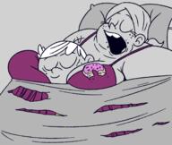 artist:distancedpsyche bed character:lincoln_loud character:ronnie_anne_santiago donut eyes_closed fat pillow sleeping sleepwear // 1655x1393 // 618KB
