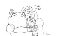 2016 candy_cane character:luna_loud character:lynn_loud_sr couch dialogue eating japanese santa_hat sitting // 1920x1200 // 406KB