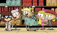 2022 aged_up artist:alejindio character:lana_loud character:lily_loud character:lincoln_loud character:lisa_loud character:lola_loud commissioner:theamazingpeanuts holding_object looking_at_another looking_down open_mouth original_character shopping shopping_cart smiling // 3063x1776 // 3.2MB
