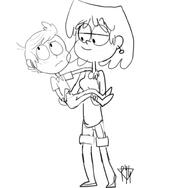 2016 artist:pyg bridal_carry carrying character:lincoln_loud character:lori_loud loricoln sketch // 1000x980 // 148KB