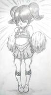 2017 alternate_hairstyle artist:faganon character:lucy_loud cheerleader cheerleader_outfit pigtails pom_poms shaking sketch solo // 716x1320 // 153KB