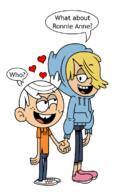 2018 adorable art artist:chris_savino artist:vincentthecrow character:lincoln_loud character:nikki dialogue hand_holding hearts looking_at_another nikkicoln shipping smiling // 730x1153 // 251KB