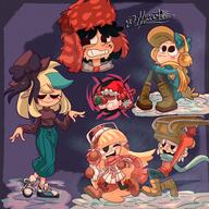 alternate_outfit artist:marcustine background_character character:girl_jordan character:lincoln_loud character:sam_sharp character:stella_zhau character:sweater_qt christmas earmuffs looking_at_another looking_to_the_side scarf smiling snow winter_clothes // 3000x3000 // 2.9MB