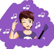 artist_request character:luna_loud guitar hand_gesture looking_at_viewer smiling solo tongue_out winking // 1200x1073 // 343.1KB