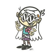 2016 artist:baryl character:linka_loud clothes_swap flower freckles hairclip skirt socks sunglasses tank_top // 800x800 // 129KB