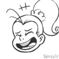 2017 animated artist:hatebit character:luan_loud eyes_closed laughing open_mouth smiling solo // 560x560 // 346KB
