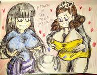 2017 artist:pikapika212 au:thicc_verse big_breasts breast_grab character:lincoln_loud character:maggie cleavage frowning grin hands_on_breasts heart hearts maggiecoln size_difference smiling sweat text thiccoln thick_thighs wide_hips // 1013x788 // 295KB