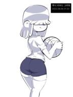 2022 aged_up artist_request ass basketball basketball_ball blushing character:lucy_loud holding_object looking_at_viewer rear_view sketch smiling solo thick_thighs // 1971x2631 // 1.1MB