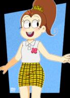 2020 artist:flor character:luan_loud looking_to_the_side smiling solo transparent_background // 466x649 // 252.4KB