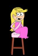 2020 artist:flor character:lola_loud hands_on_hips looking_at_viewer sitting smiling solo stool transparent_background // 624x923 // 122.5KB
