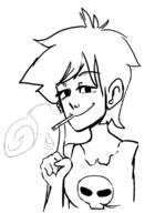 2016 artist_request character:luna_loud cigarette half-closed_eyes looking_at_viewer sketch smiling smoke smoking solo // 577x792 // 96.0KB