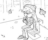 2020 alternate_outfit artist:hake beverage character:leni_loud drinking glasses holding_object leaves looking_down scarf sitting solo starbucks // 1119x941 // 229.0KB