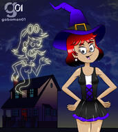 artist:gabomon01 character:leni_loud costume ghost halloween loud_house mizu_chii original_character witch // 1066x1200 // 721.2KB