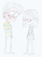 2017 artist:fabrizzio123 blushing character:clyde_mcbride character:lucy_loud clucy holding_arm looking_at_another sketch smiling // 1280x1710 // 442KB