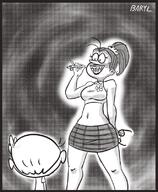 2016 agnescoln artist:baryl character:agnes_johnson character:lincoln_loud clothes_swap greyscale // 661x805 // 951KB