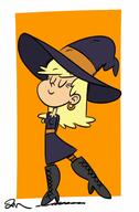 2021 alternate_outfit artist:jose-miranda character:leni_loud eyes_closed halloween holiday smiling solo witch witch_hat // 917x1400 // 83.3KB