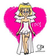 ! 2021 alternate_outfit artist:gabomon01 character:lori_loud cleavage dialogue half-closed_eyes heart looking_at_viewer smiling solo text wedding_dress // 892x996 // 128KB