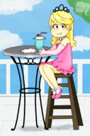 2017 artist:flor character:lola_loud ice_cream looking_at_viewer sitting smiling solo stool // 712x1074 // 409.3KB