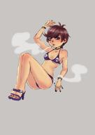 artist_request character:luna_loud frowning high_heels looking_at_viewer pose sitting smoking solo swimsuit // 600x848 // 31.4KB