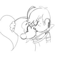 2016 artist_request character:luan_loud character:luna_loud kiss kissing luana sketch yuri // 500x500 // 87KB