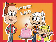 2017 artist:julex93 birthday cake character:lincoln_loud character:lola_loud chris_savino coloring eyes_closed food hands_on_hips looking_at_another open_mouth silhouette smiling solo text // 2000x1500 // 2.0MB