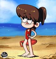 artist:thefreshknight beach character:lynn_loud lifeguard looking_to_the_side smiling source_request swimsuit tagme whistle // 1944x2079 // 2.8MB