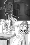 2016 artist:jumpjump barefoot book character:dr._langdell character:luan_loud comic comic:the_loud_comic dialogue half-closed_eyes hands_behind_head holding_object lying open_mouth original_character pajamas rear_view sketch smiling text // 1300x1900 // 1.6MB
