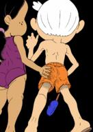 2018 alternate_outfit armpit artist:derracias35 ass ass_grab character:lincoln_loud character:ronnie_anne_santiago coloring colorist:misha feet food grope hand_on_ass ice_cream interracial one_piece_swimsuit popsicle ronniecoln sandals shaking surprised swimsuit topless transparent_background // 1648x2329 // 489KB