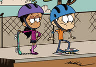 2021 aged_up artist:kyloroud95 character:lincoln_loud character:ronnie_anne_santiago ronniecoln skateboard // 3400x2350 // 1.6MB