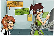 aged_up artist:greenskull34 character:liby_loud character:lisa_loud dialogue holding_object looking_at_another looking_back original_character parody rear_view sin_kids smiling spiderman sweat // 2204x1469 // 2.8MB