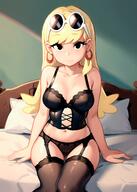 2023 aI-generated artist:losforrycustom bed character:leni_loud fishnets lingerie looking_at_viewer panties sitting solo sunglasses tagme thick_thighs thigh_highs underwear // 1024x1440 // 1.6MB